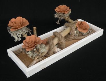 Bloemstukje herfst, houten rozen